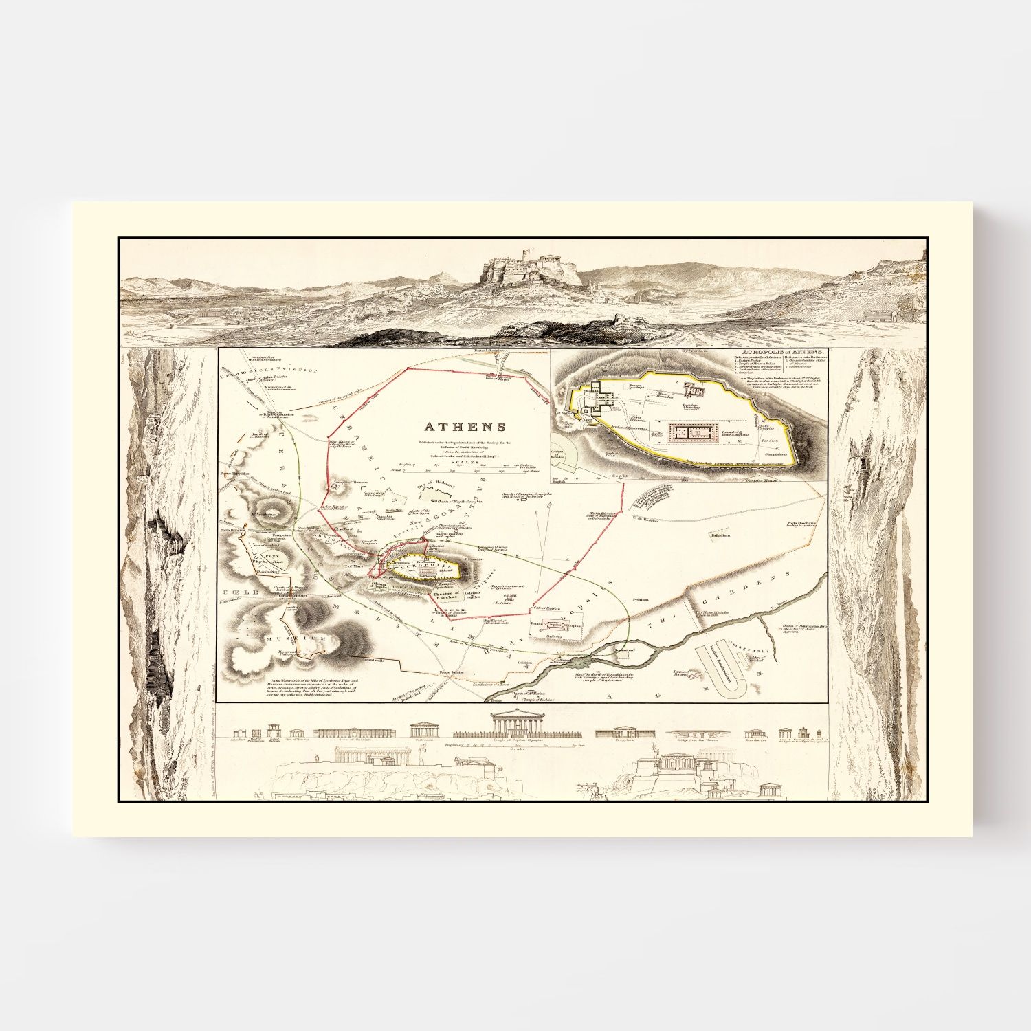 Vintage Map of Athens, Greece 1832 - Concordia Style Boutique