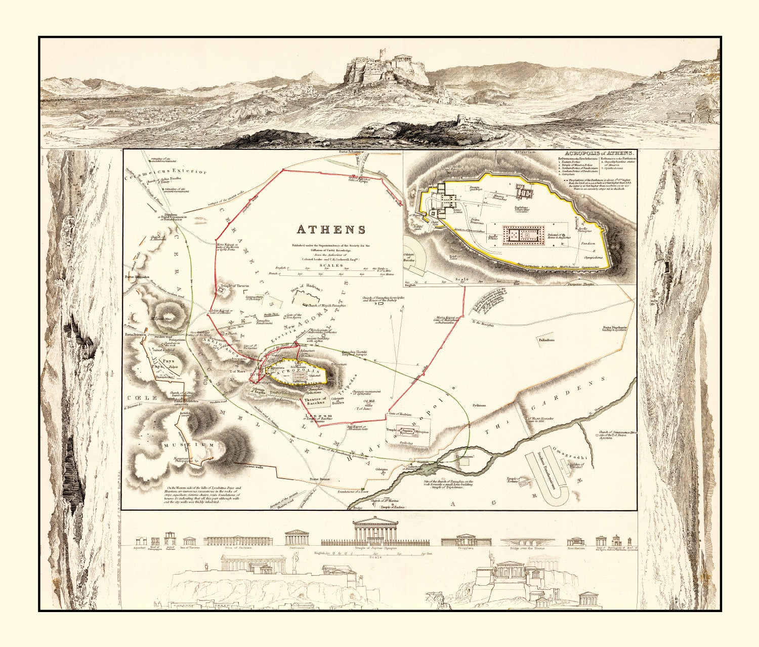 Vintage Map of Athens, Greece 1832 - Concordia Style Boutique