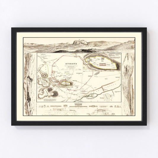 Vintage Map of Athens, Greece 1832 - Concordia Style Boutique