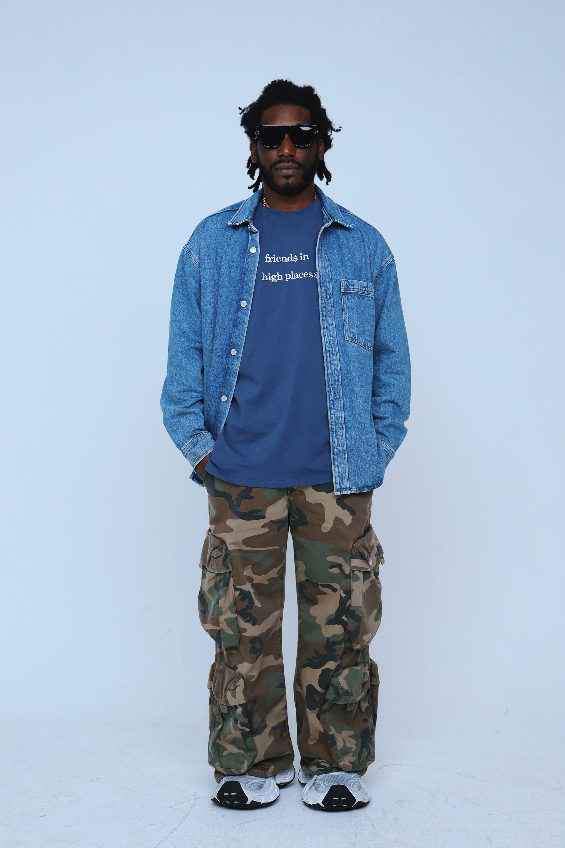 Friends In High Places (Navy - Oversize Shirt) - Concordia Style Boutique