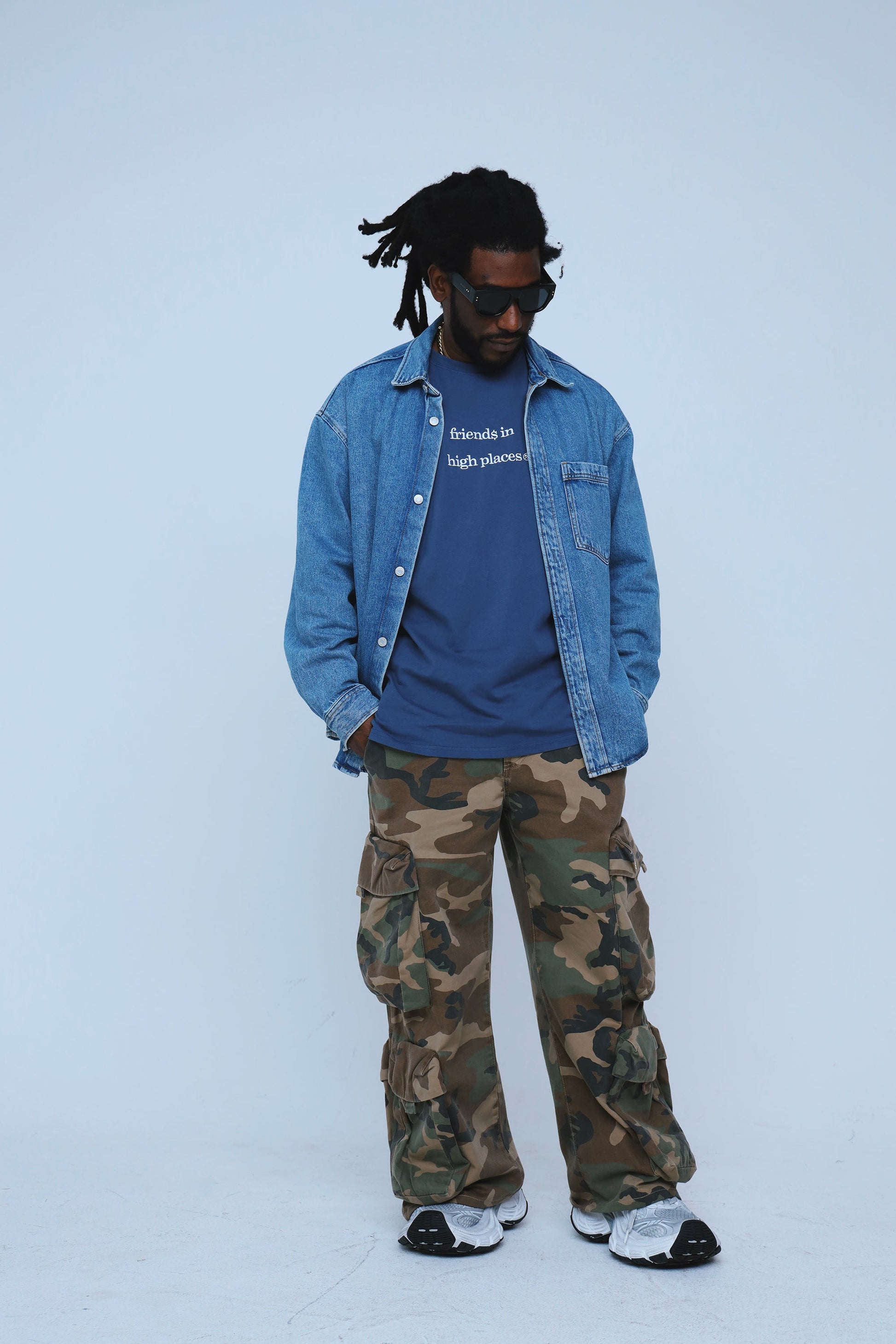 Friends In High Places (Navy - Oversize Shirt) - Concordia Style Boutique