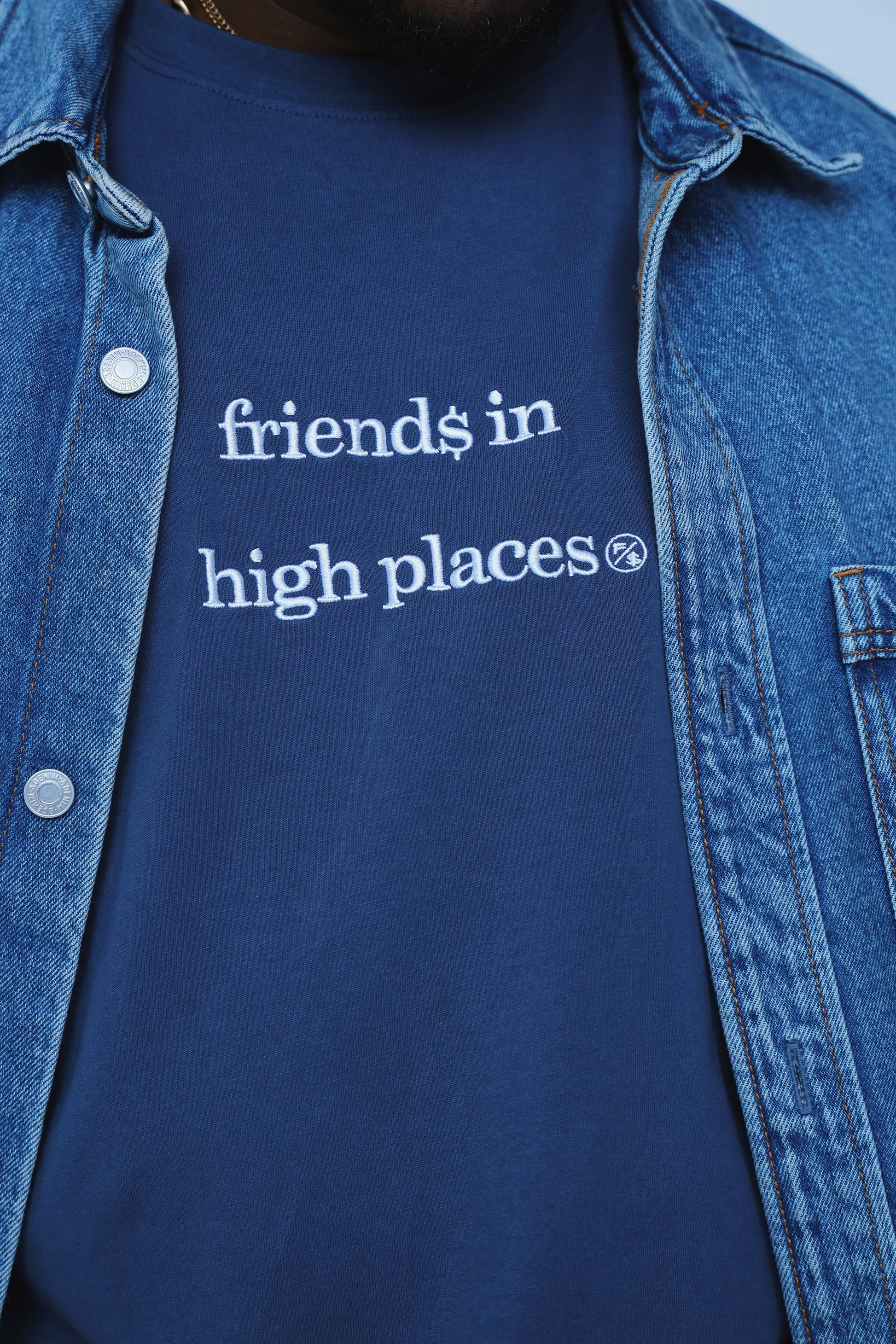 Friends In High Places (Navy - Oversize Shirt) - Concordia Style Boutique