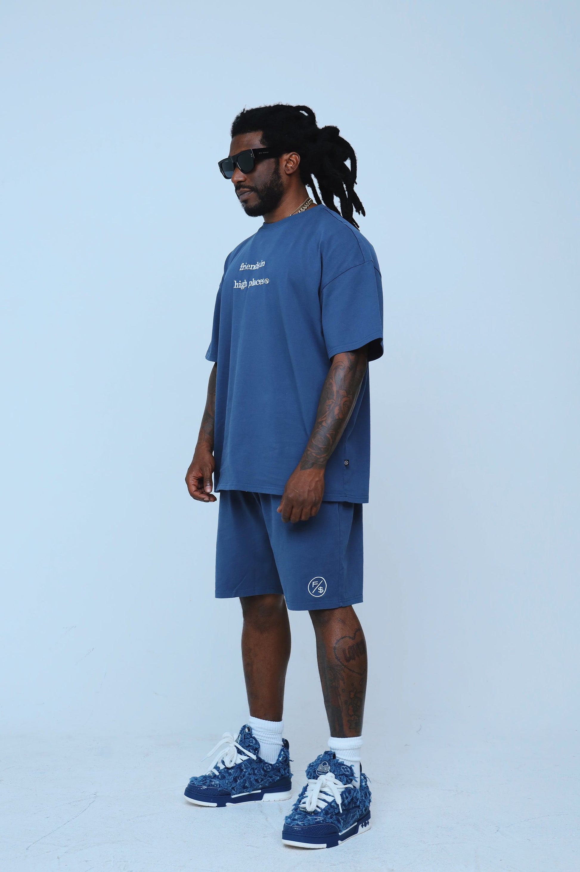 Friends In High Places (Navy - Oversize Shirt) - Concordia Style Boutique