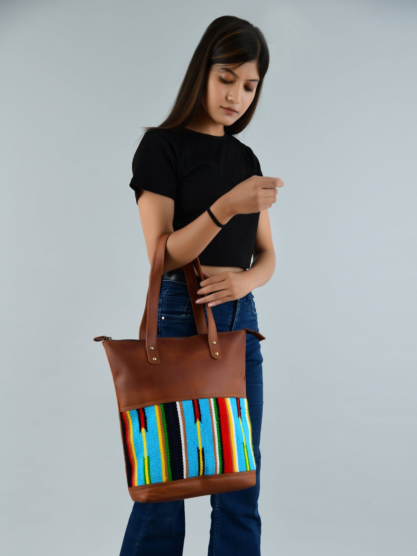 Multicoloured Leather Tote Bag - Concordia Style Boutique
