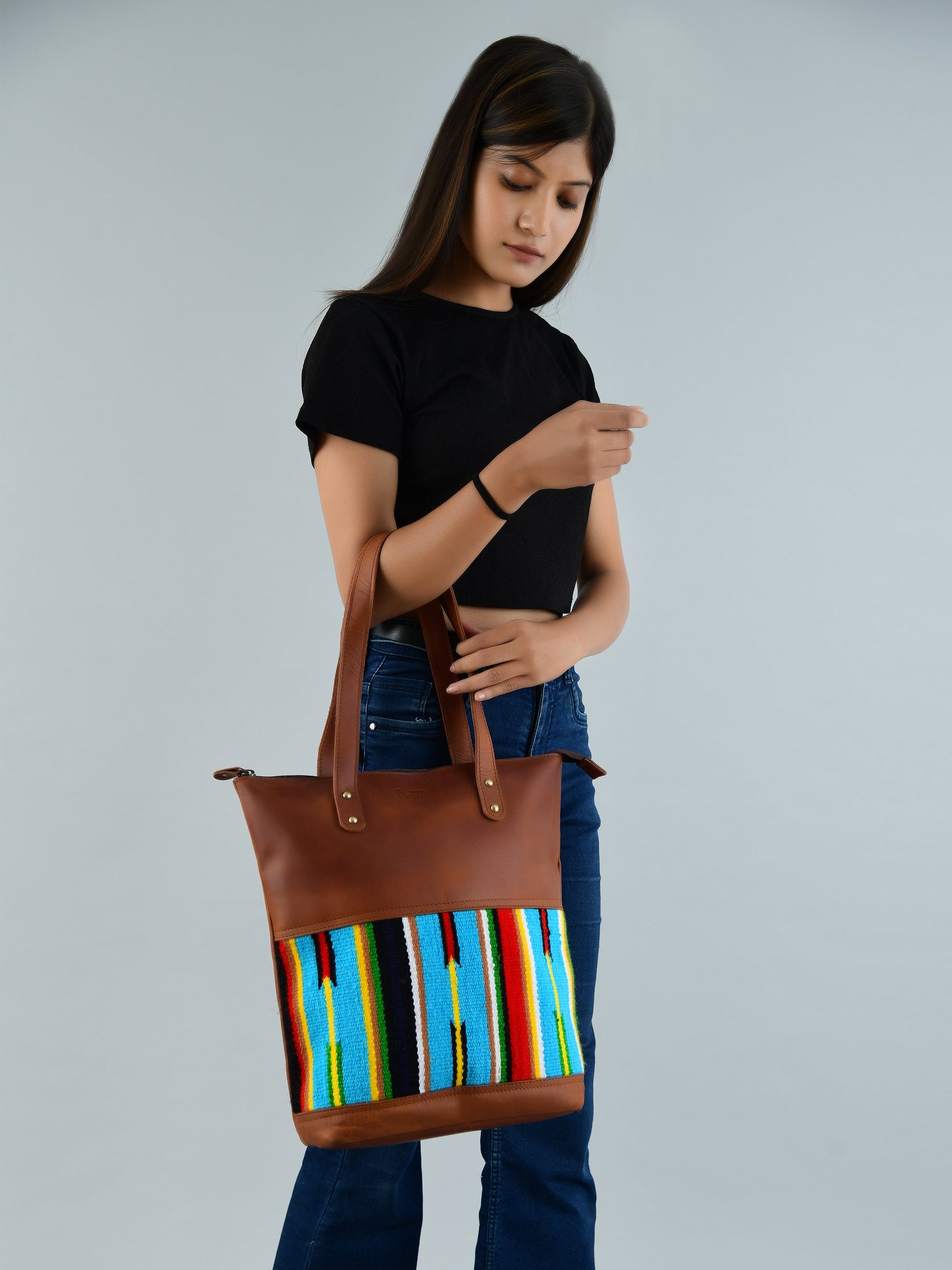 Multicoloured Leather Tote Bag - Concordia Style Boutique