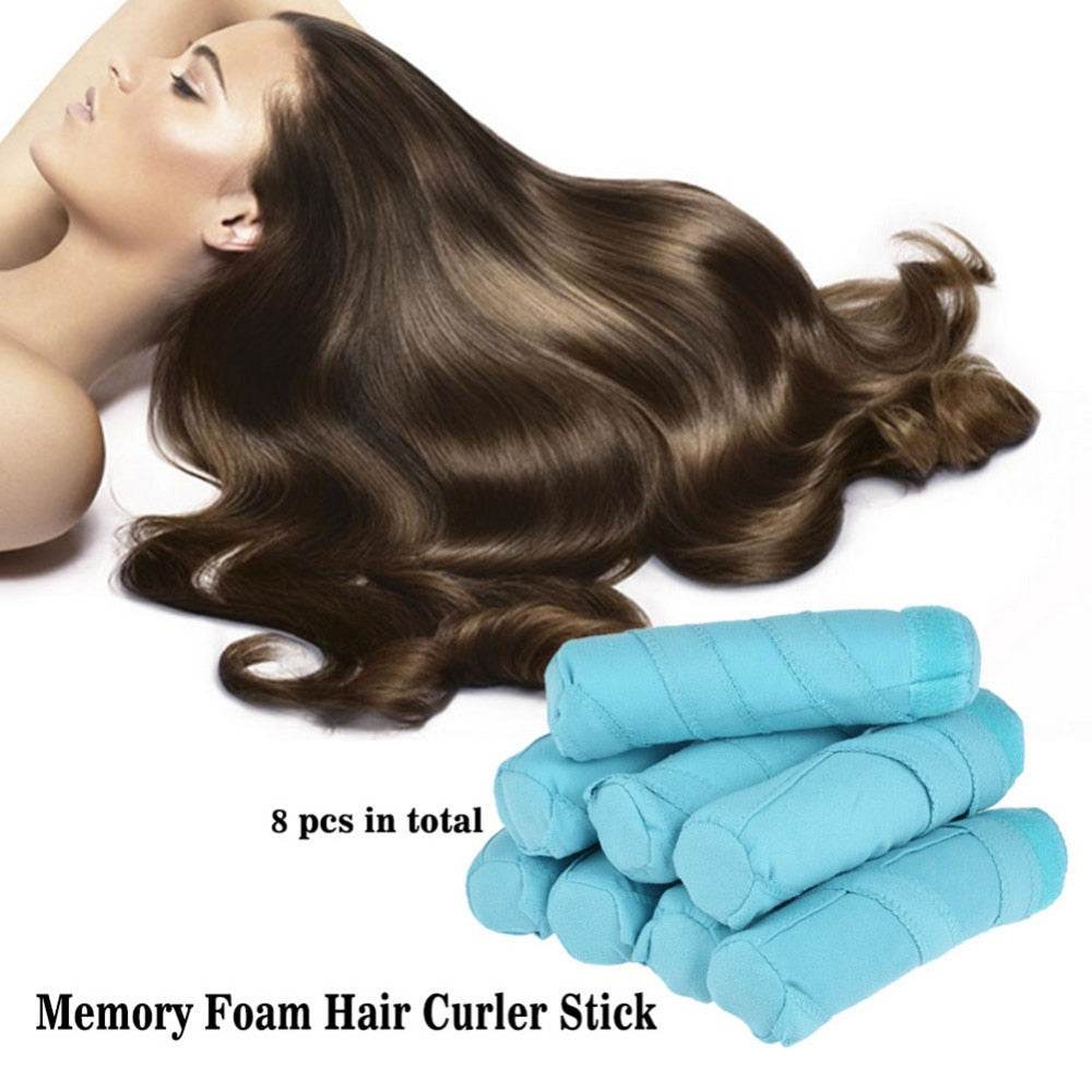 Hair Rollers (8 pcs) - Sleep Styler Kit - Long Cotton Curlers - DIY Hair Curlers - Blue - Concordia Style Boutique