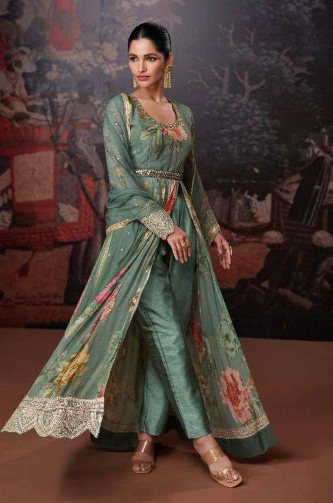 Chiffon Long Kurti set | Long gown