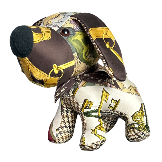 Eperon d'Or Vintage Silk Scarf Patchwork Puppy