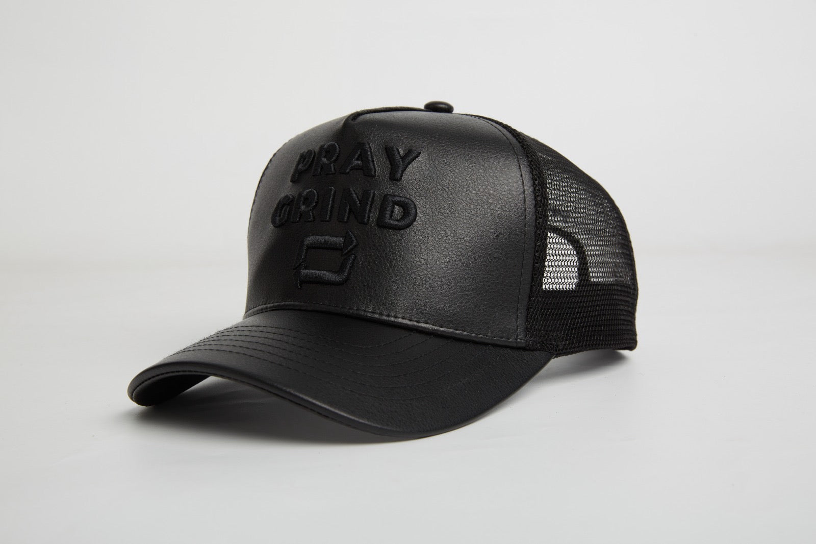 Pray Grind Repeat- Asphalt Leather / Signature Series Snap-Back - Concordia Style Boutique
