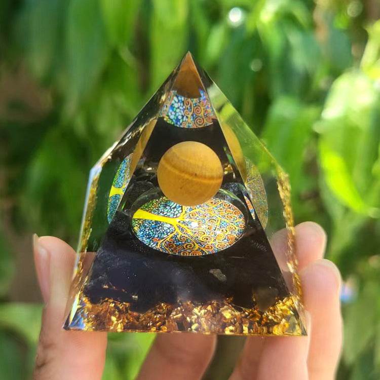 Crystal Ball Pyramid - 5.6.10 cm - Crystal Gravel Gel Drop Resin - Handmade - Concordia Style Boutique
