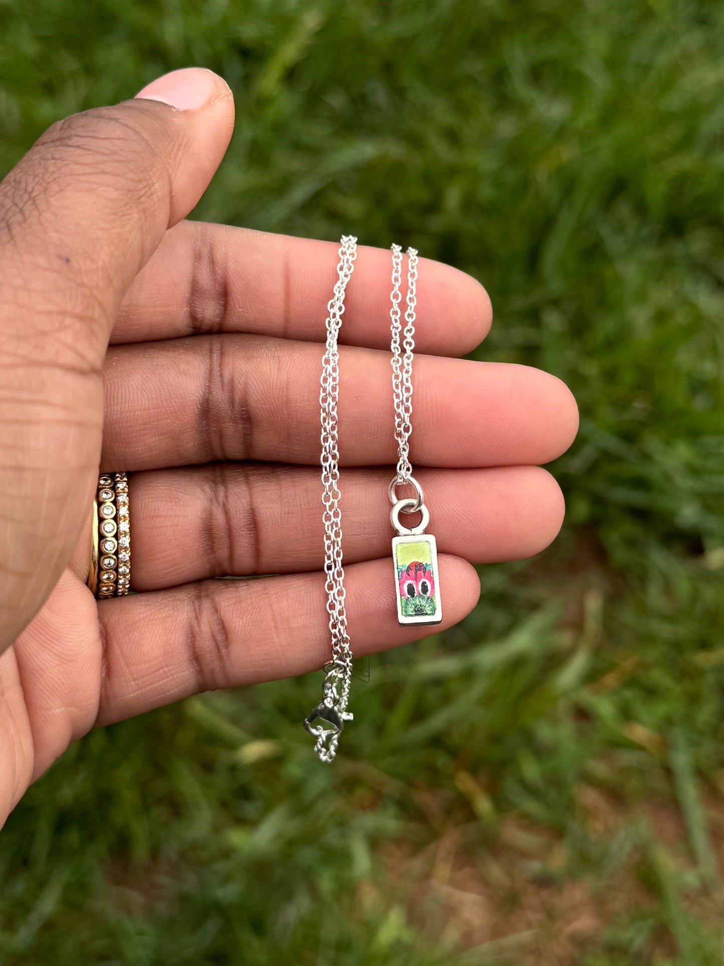 Baby Peeking Phanatic | Hand-Painted Pendant Necklace