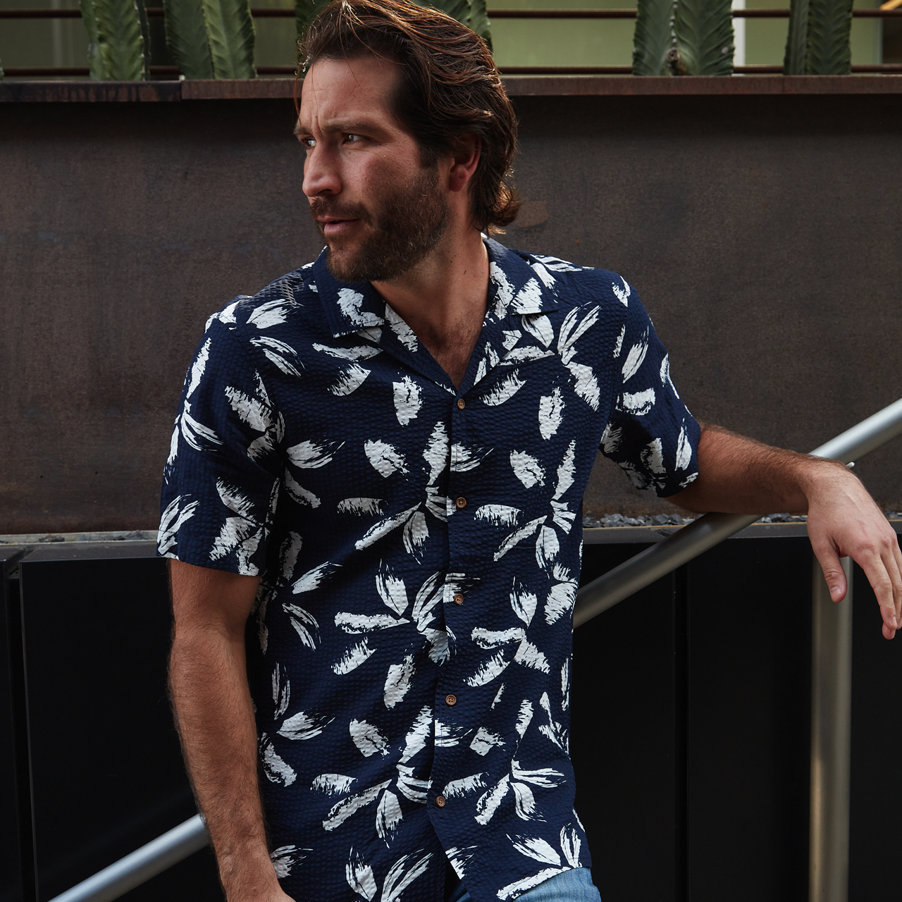 Dorian Printed Seer Sucker Shirt - Concordia Style Boutique