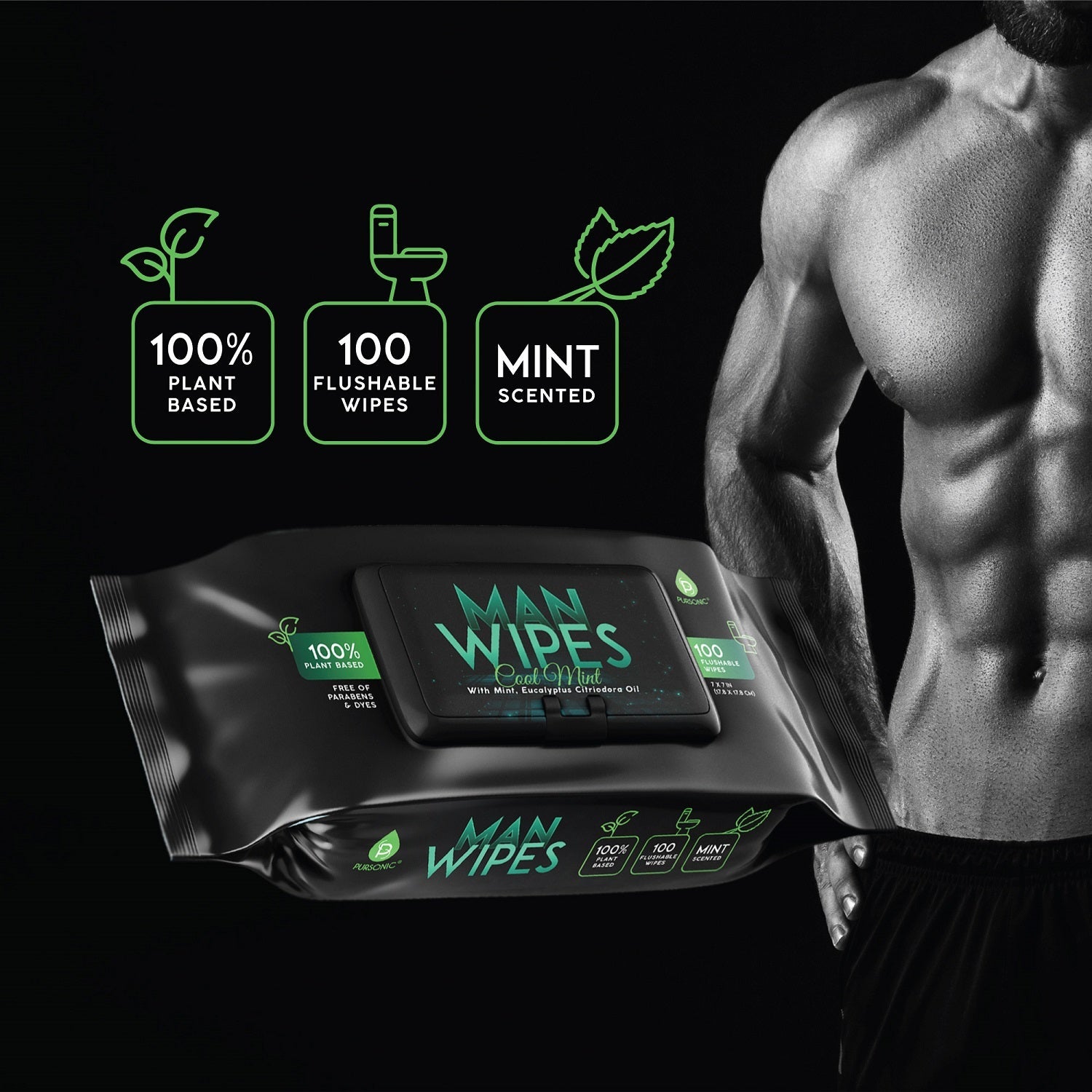 12 Pack of Flushable Man Wipes (1200 Mint Scented Wipes) - Concordia Style Boutique
