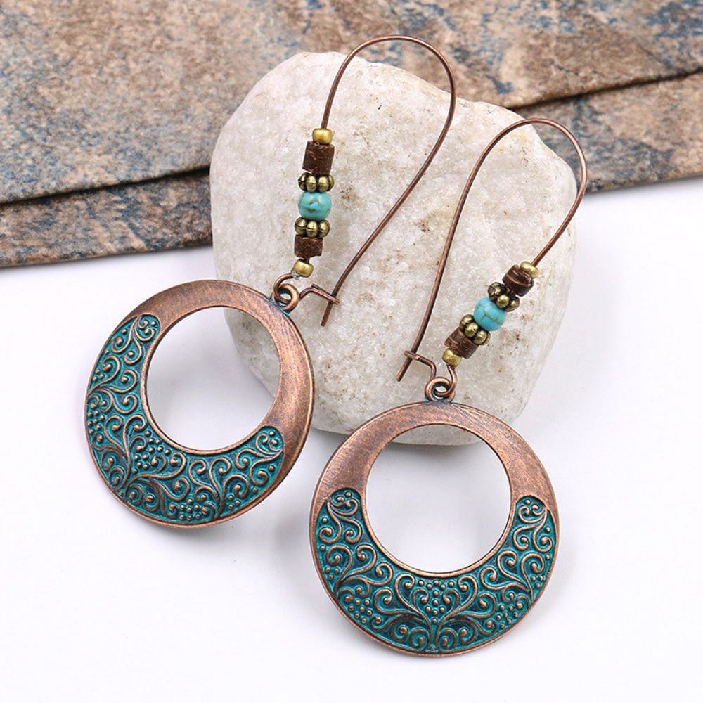BOHO ROUND TURQUOISE EARRINGS - Concordia Style Boutique