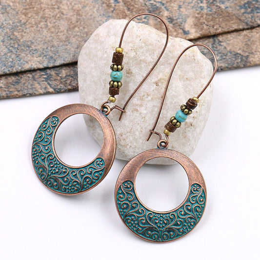 BOHO ROUND TURQUOISE EARRINGS - Concordia Style Boutique