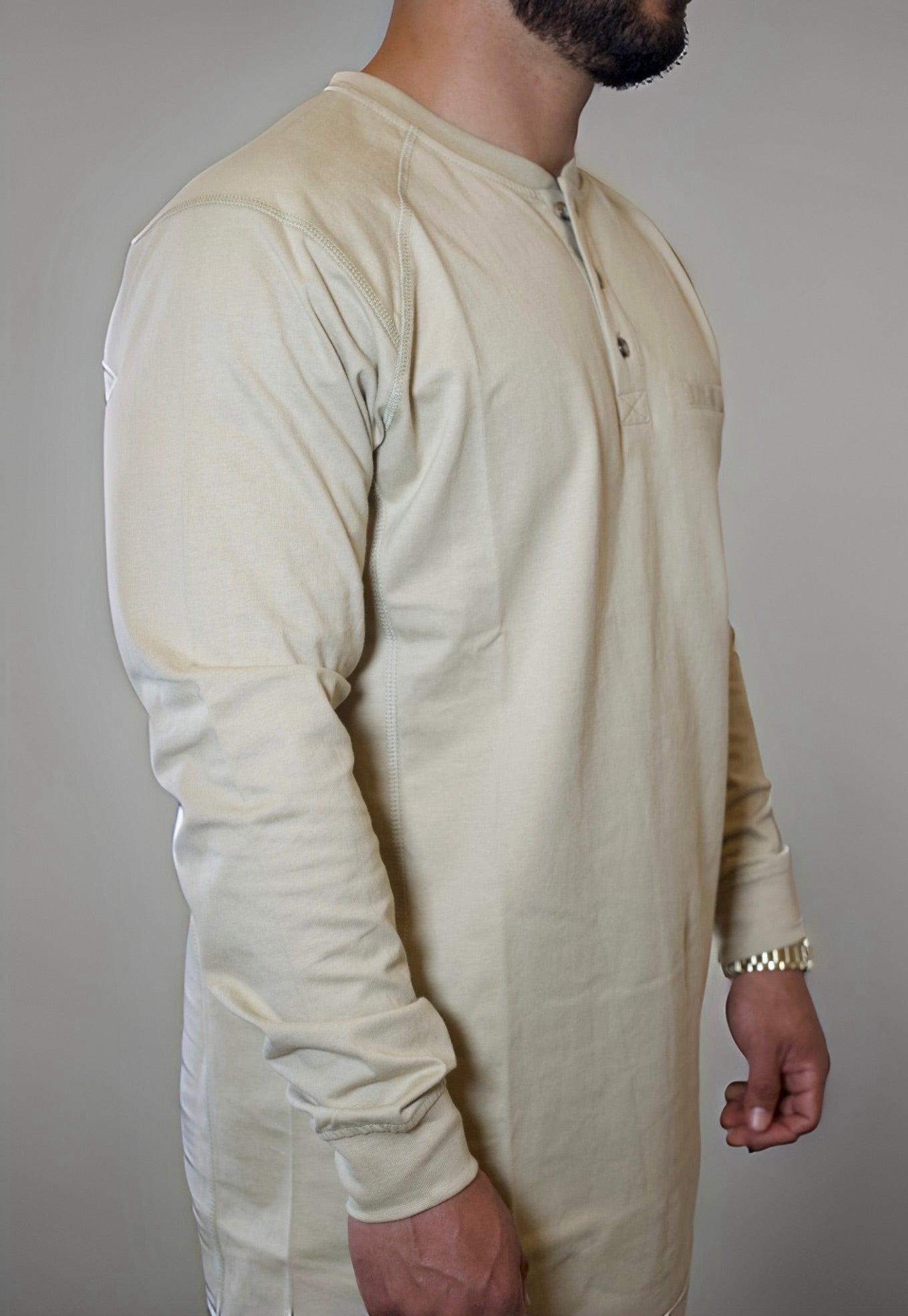 FR 3-Button Henley Shirt - Tan