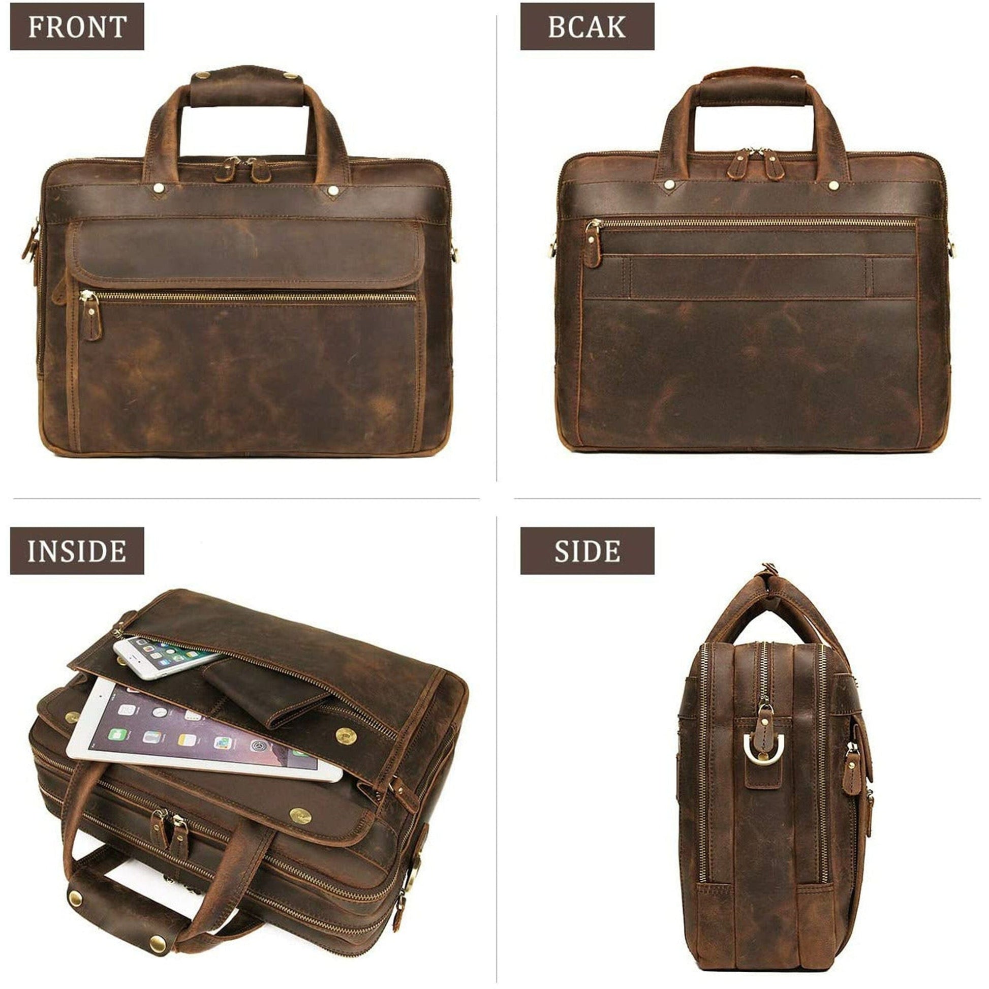 Crazy Horse Leather Briefcase - Concordia Style Boutique