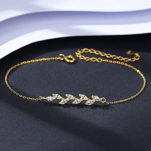 CRYSTAL LEAVES BRACELET (ADJUSTABLE) - Concordia Style Boutique