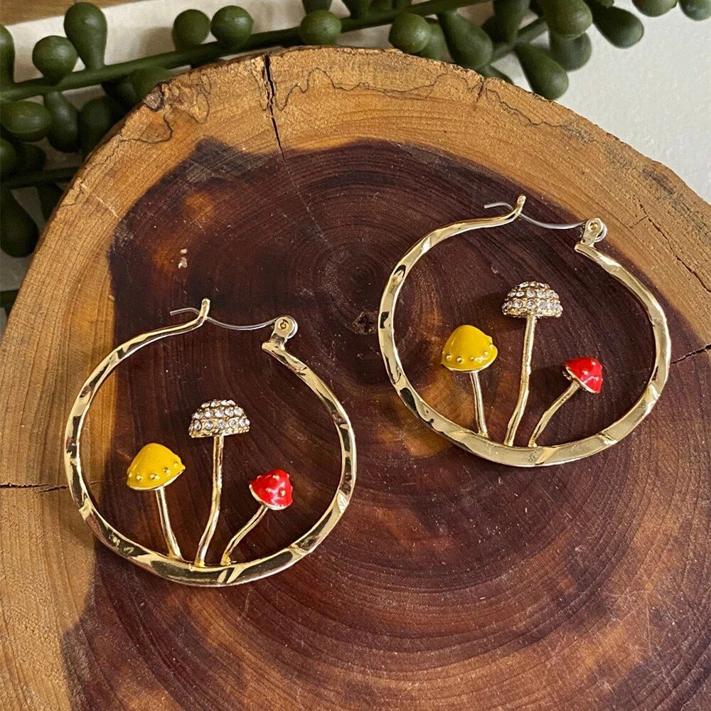 MUSHROOM HOOP EARRING (PAIR) - Concordia Style Boutique