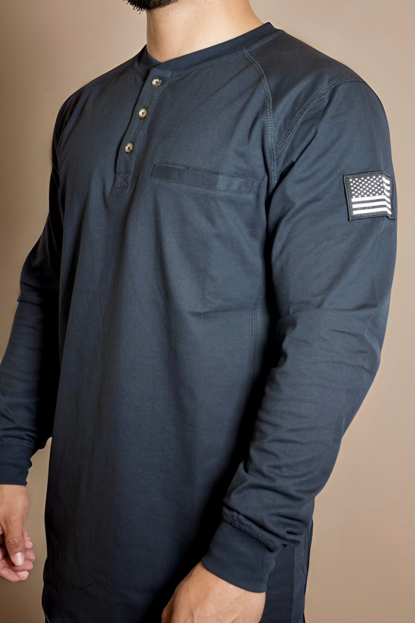 FR 3-Button Henley Shirt - Black