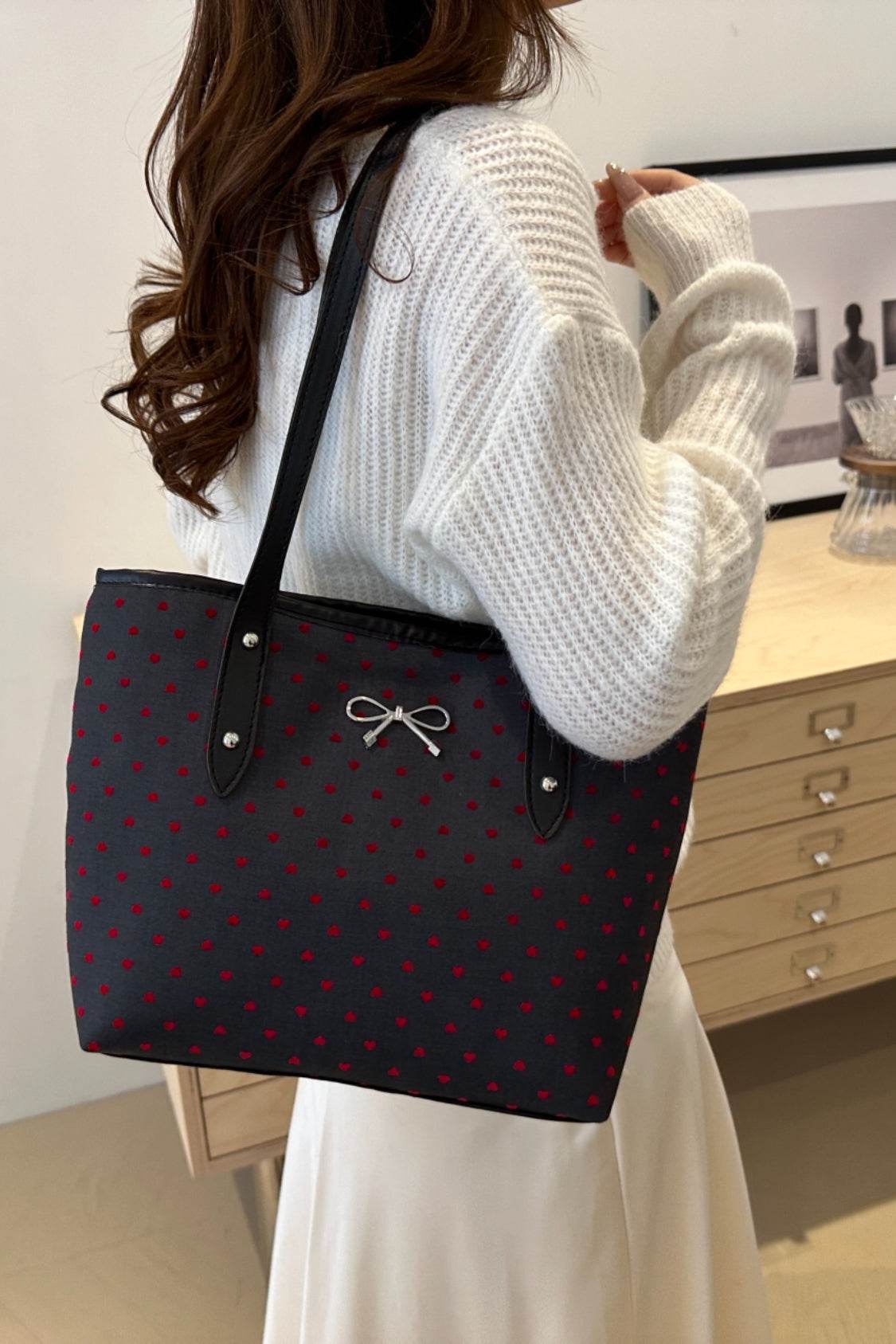Bow Trim Polyester Tote Bag - Concordia Style Boutique