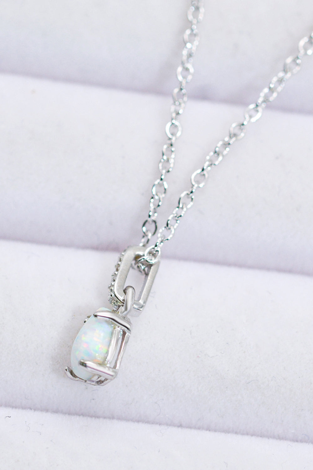 Opal Pendant 925 Sterling Silver Chain-Link Necklace - Concordia Style Boutique