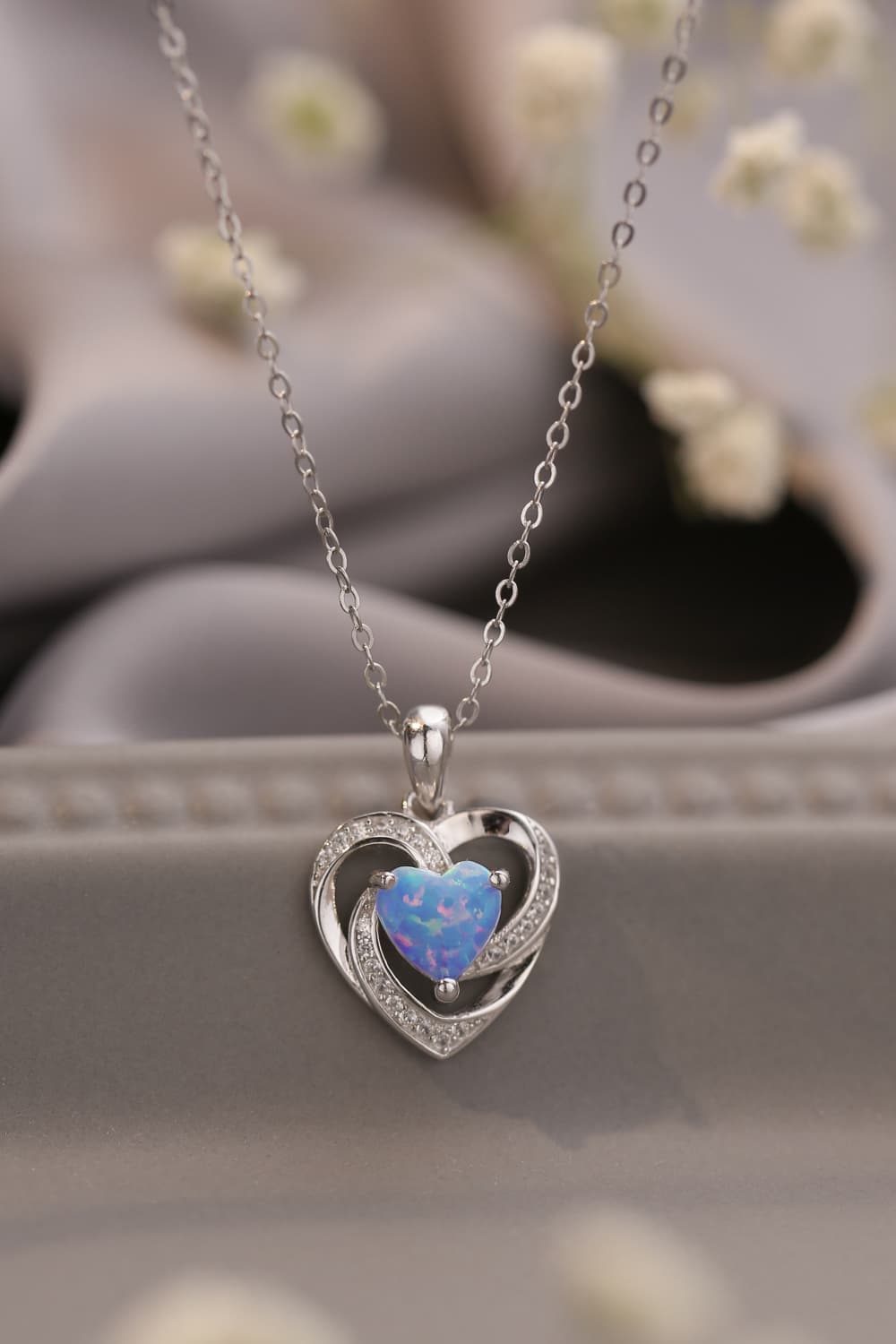 Opal Heart Pendant Necklace - Concordia Style Boutique