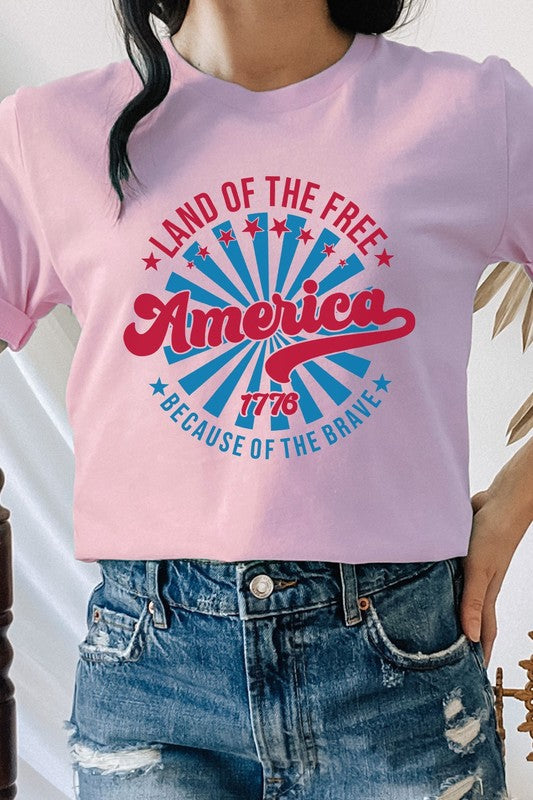 America Land Of The Free Of The Brave Graphic Tee - Concordia Style Boutique