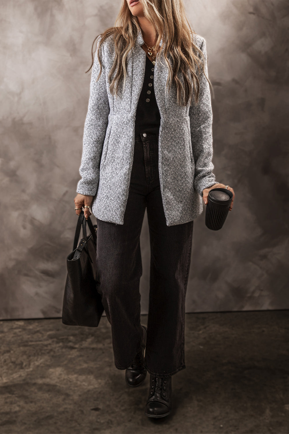 Aitana Lapel Collar Long Jacket with Pocket - Concordia Style Boutique