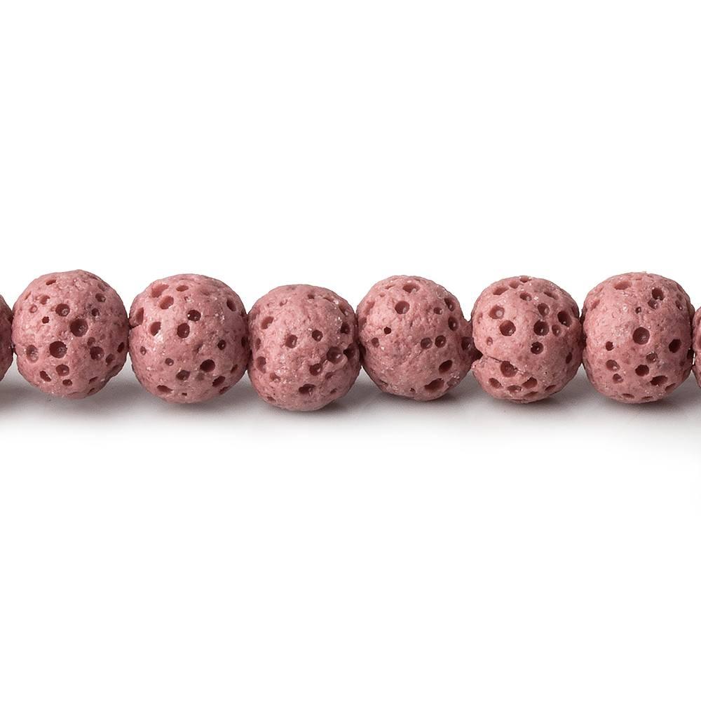 6mm Rose Pink Lava Rock plain rounds 16 inch 64 beads