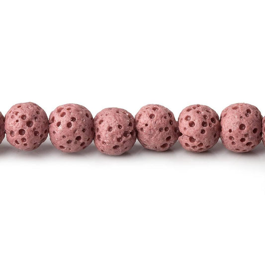 6mm Rose Pink Lava Rock plain rounds 16 inch 64 beads