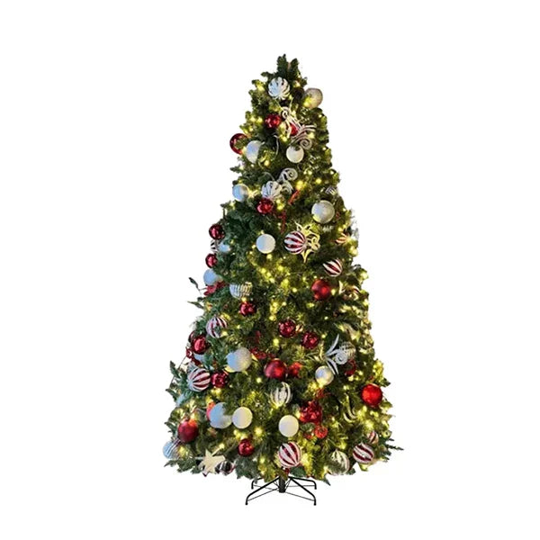 7.5FT Pre-Decorated PVC Christmas Tree Red/White/Silver