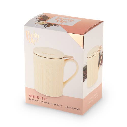 Annette™ 3D Ceramic "Knitted" Tea Mug w/ Infuser