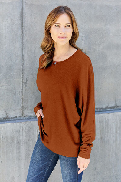 Double Take Full Size Round Neck Long Sleeve T-Shirt - Concordia Style Boutique