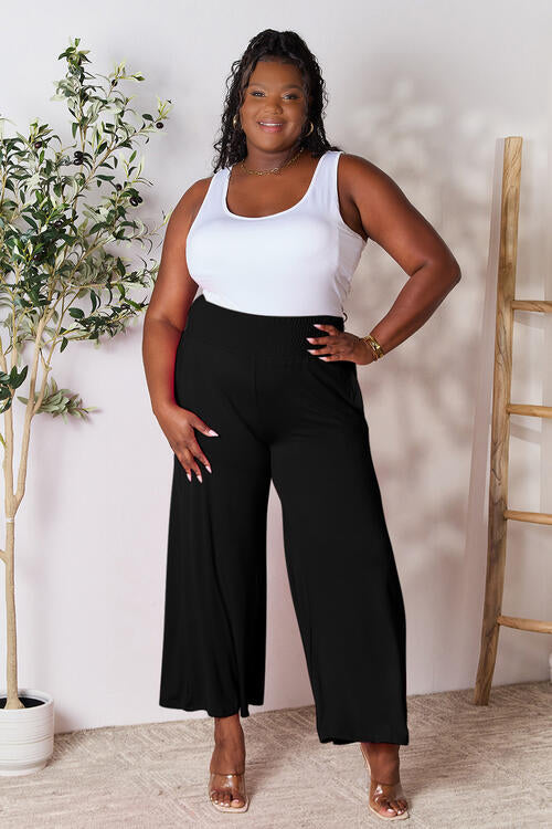 Double Take Full Size Smocked Wide Waistband Wide Leg Pants - Concordia Style Boutique