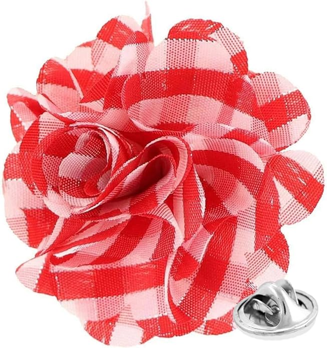 Vittorio Vico Unisex Metallic Silver Accent Plaid Flower Lapel Pin - Concordia Style Boutique