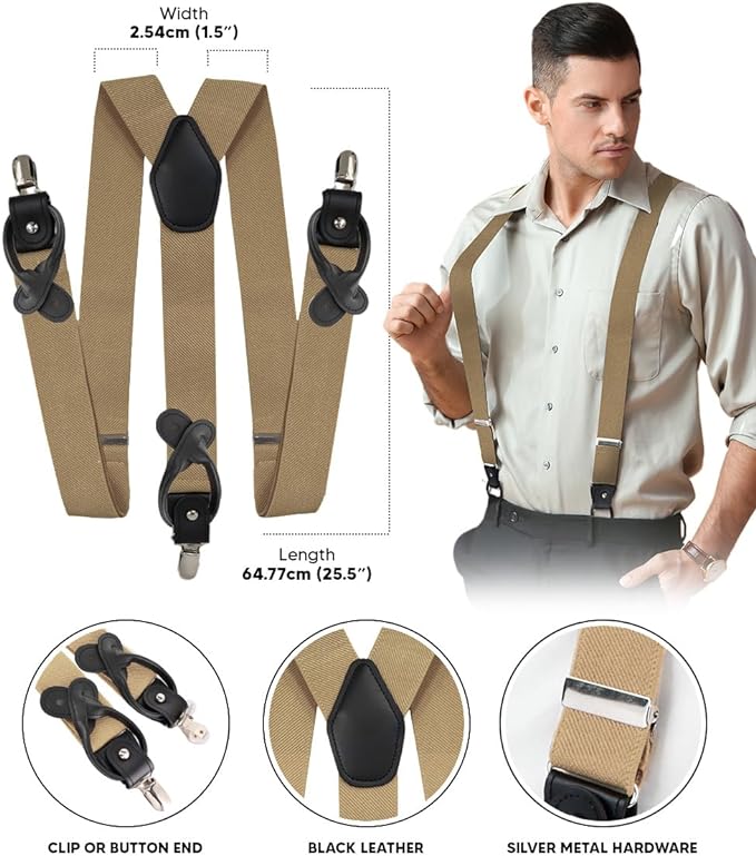 Vittorio Farina Men's Convertible Suspender in Gift Box: 70% Polyester & 30% Elastomer - Concordia Style Boutique
