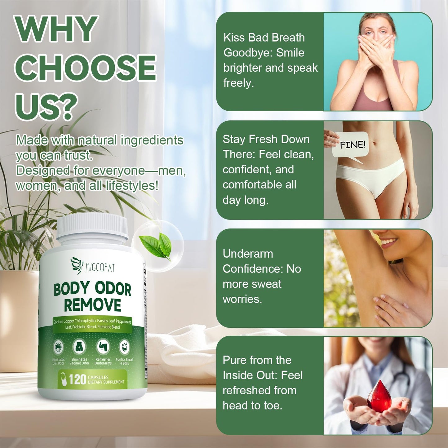 Chlorophyll Body Deodorizing Supplement - 120 Caps