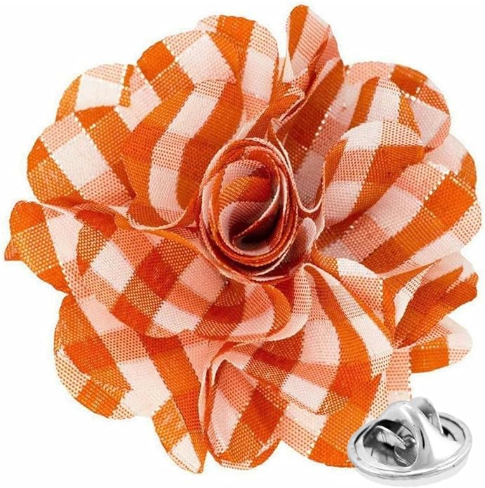 Vittorio Vico Unisex Metallic Silver Accent Plaid Flower Lapel Pin - Concordia Style Boutique