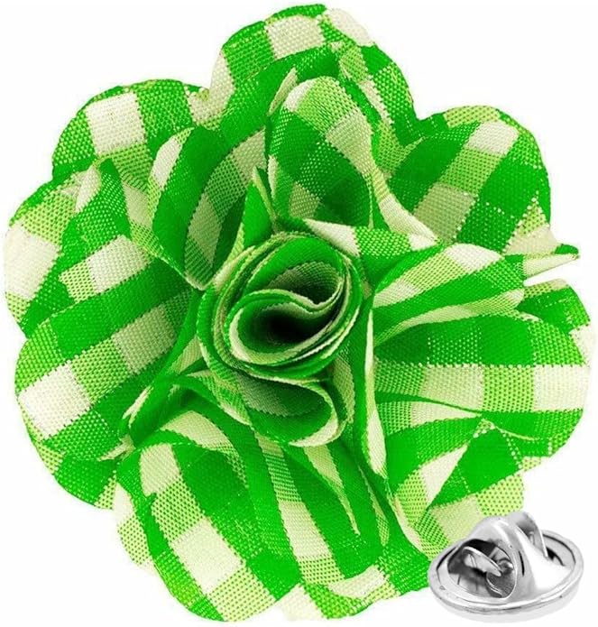 Vittorio Vico Unisex Metallic Silver Accent Plaid Flower Lapel Pin - Concordia Style Boutique