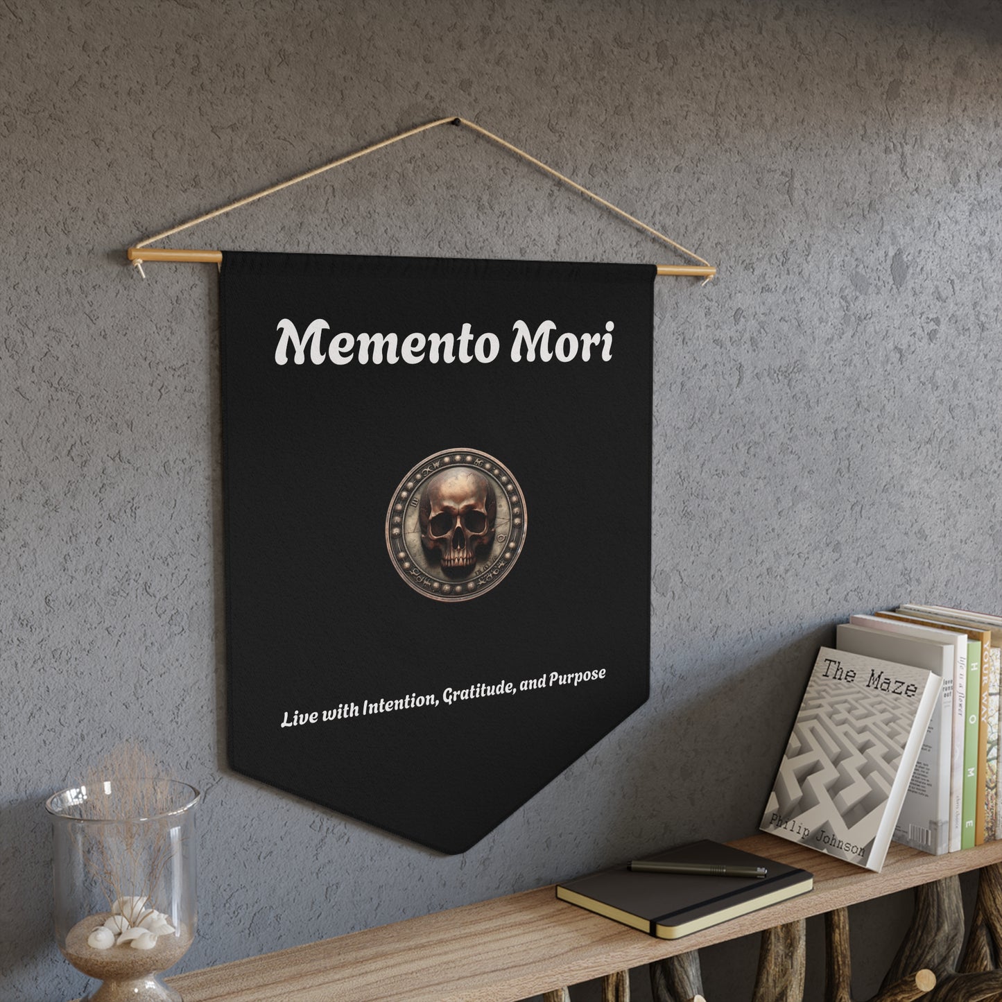 "Memento Mori" Wall Pennant - "Live with Intention, Gratitude, and Purpose" Decor - Premium Wall Pennant from Concordia Style Boutique - Just $23.18! Shop now at Concordia Style Boutique