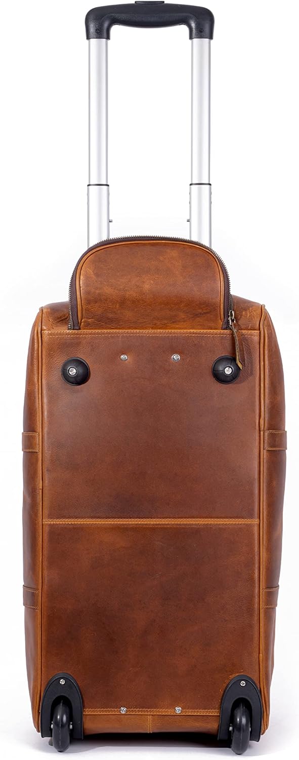 Tan Leather Trolley Bag 44L - Concordia Style Boutique