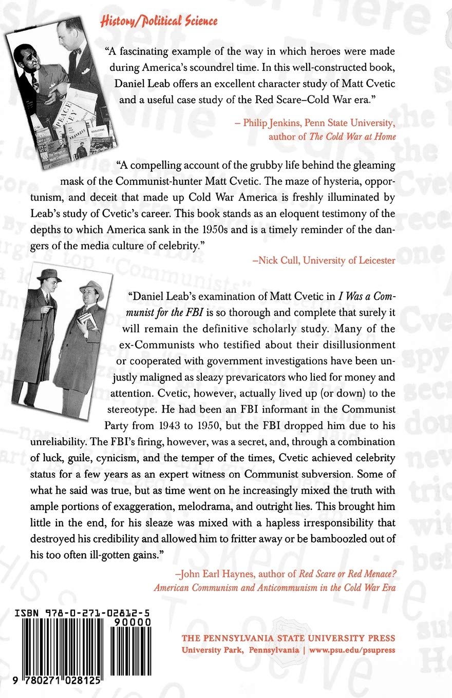 “I Was a Communist for the FBI”: The Unhappy Life and Times of Matt Cvetic - Premium Book from Concordia Style Boutique - Just $9! Shop now at Concordia Style Boutique