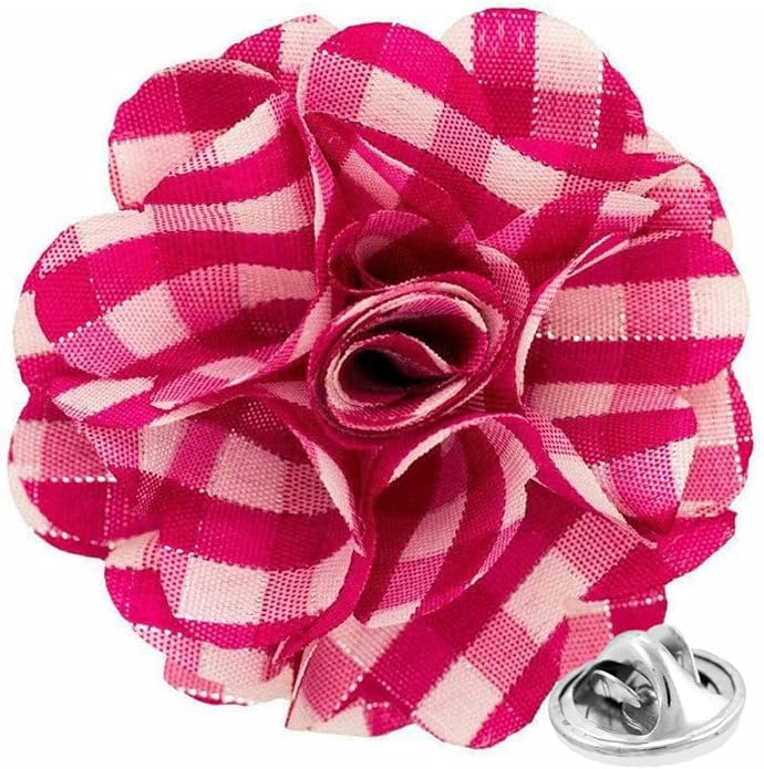 Vittorio Vico Unisex Metallic Silver Accent Plaid Flower Lapel Pin - Concordia Style Boutique