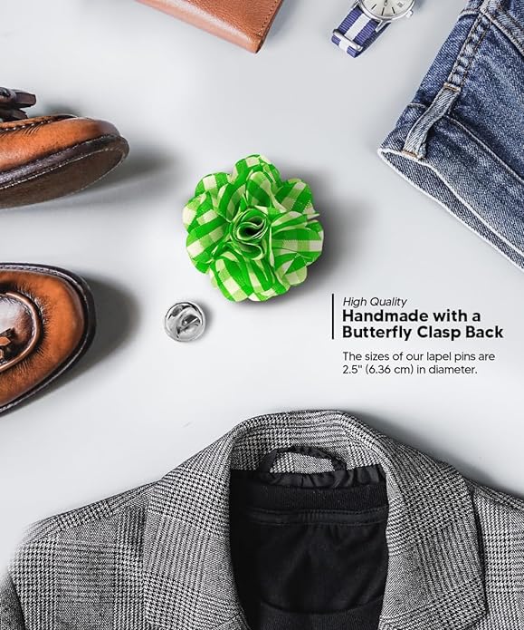 Vittorio Vico Unisex Metallic Silver Accent Plaid Flower Lapel Pin - Concordia Style Boutique