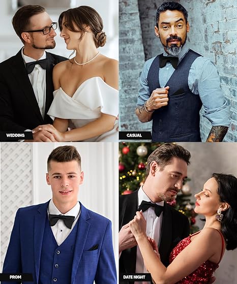 Vittorio Farina Men's Satin Teardrop Bow Tie & Pocket Square in Gift Box