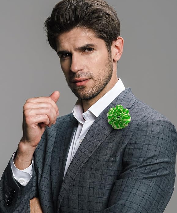 Vittorio Vico Unisex Metallic Silver Accent Plaid Flower Lapel Pin - Concordia Style Boutique