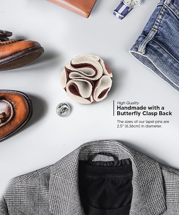 Vittorio Vico Unisex Two-Tone Seersucker Flower Lapel Pin