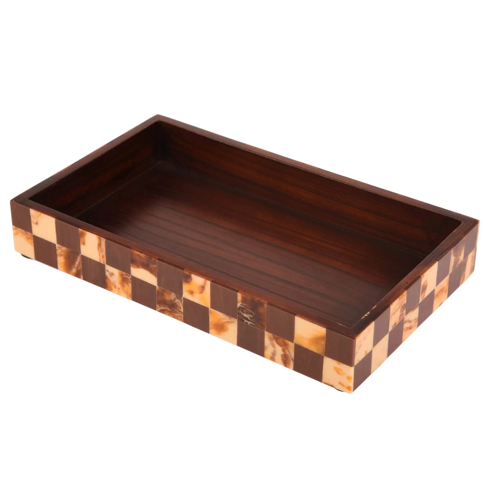 Vanity Trays Parlour Gambit Pattern Wood & Resin Inlay Collection in 10x6 - Concordia Style Boutique