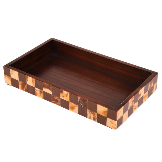 Vanity Trays Parlour Gambit Pattern Wood & Resin Inlay Collection in 10x6 - Concordia Style Boutique